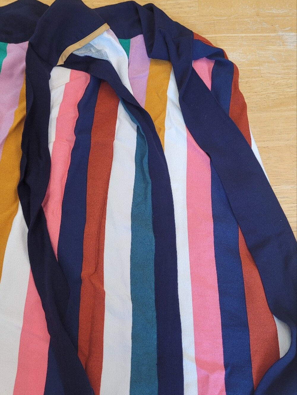 Boden Portia Rainbow Wrap Skirt Blue White Gold Stripes Size 10 Petite 14P UK - Picture 6 of 9